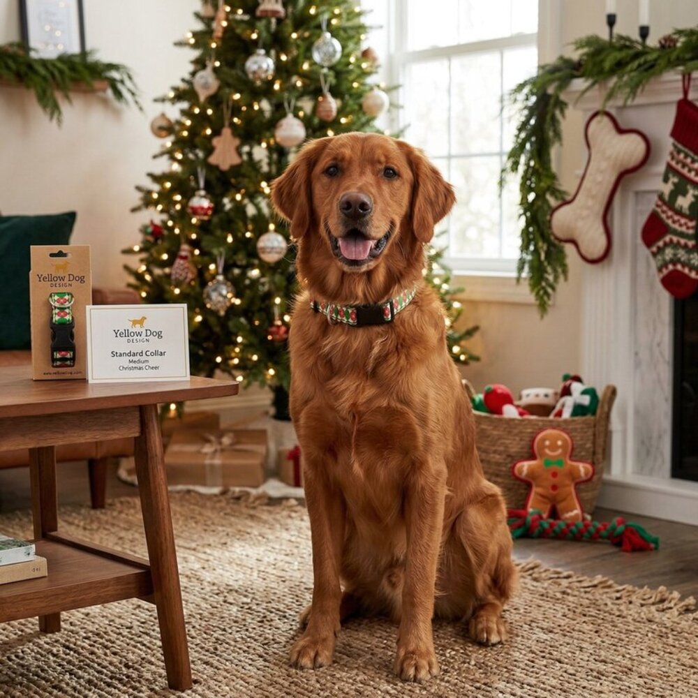 YELLOW Dog Design Standard Collar, Medium, Christmas Cheer